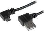 StarTech 2m USB 2.0 Right Angle Type-A Male to Right Angle Micro-B Male Cable - Black