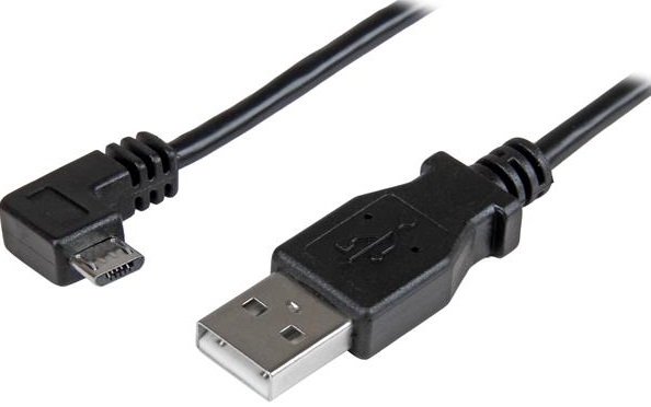 StarTech 2m USB 2.0 Type-A Male to Right Angle Micro-B Male Cable - Black