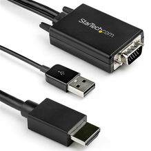 view StarTech 2 m VGA to HDMI Converter Active Cable with USB Audio Support & Power - Black