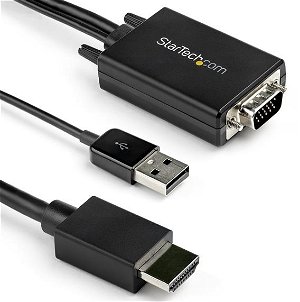 StarTech 2 m VGA to HDMI Converter Active Cable with USB Audio Support & Power - Black
