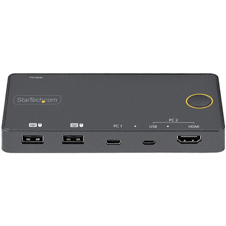 StarTech 2 Port USB-A + HDMI & USB-C KVM Switch - Black