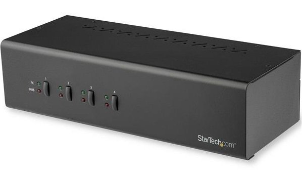 StarTech 4 Port Dual-Monitor Dual-Link DVI KVM Switch with USB 3.0 Hub