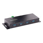 StarTech 4-Port Industrial USB-A Hub - Black