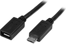 view StarTech 0.5m USB 2.0 Micro-B Male to Micro-B Female Extension Cable - Black
