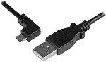 StarTech 0.5m USB 2.0 Type-A Male to Left Angle Micro-B Male Cable - Black