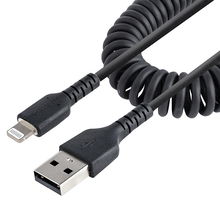 view StarTech 50cm USB-A to Lightning Coiled Cable - Black