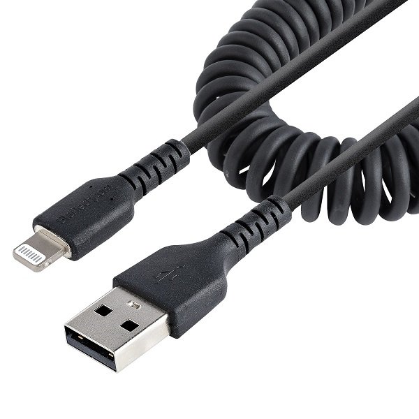 StarTech 50cm USB-A to Lightning Coiled Cable - Black