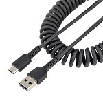 StarTech 50cm USB-A to USB-C Coiled Charging Cable - Black