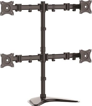 StarTech Articulating Free Standing Quad-Monitor Desk Stand for 13-27 Inch Flat Panel TVs or Monitors - Up to 8kg per Display