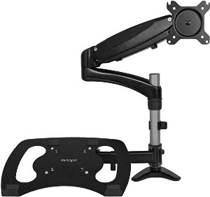 StarTech Articulating Single Monitor Desk Mount Monitor Bracket with Laptop for 15-27 Inch Flat Panel TVs or Monitors Stand - Up to 8kg