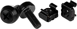 StarTech M6 Black Mounting Screws and Cage Nuts - 100 Pack