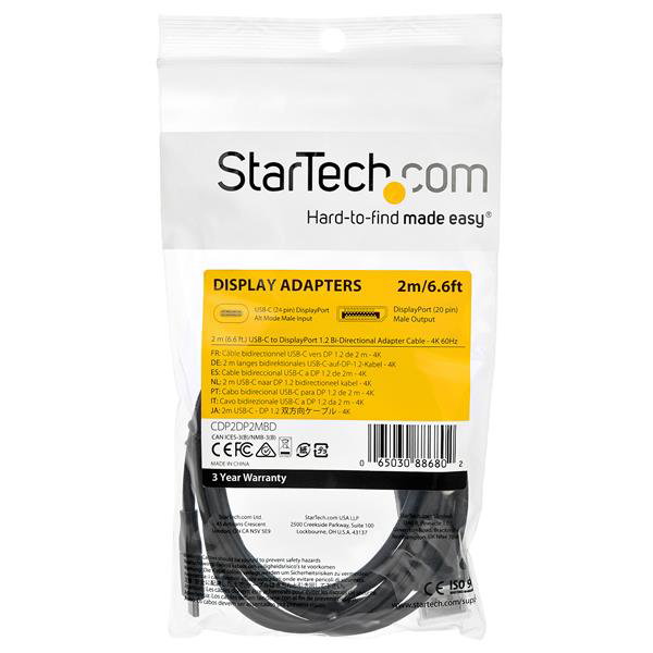 Startech 2m USB-C to DisplayPort Bi-Directional CDP2DP2MBD | Elive NZ