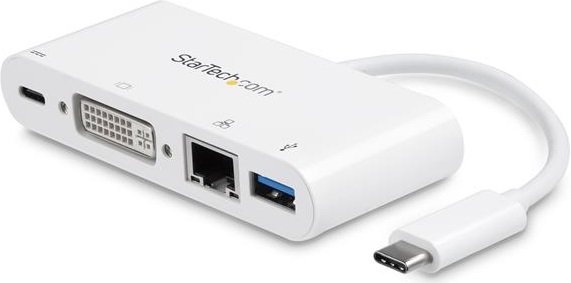 StarTech USB-C Travel Dock with Power Delivery - USB-C, DVI, RJ-45, USB Type-A