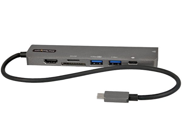 StarTech DKT30CHSDPD1 USB C Multiport Adapter with 100W Power Delivery - 1x HDMI, 1x USB 3.2 Gen 1 USB A, 1x USB 3.0 A, 1x SD / MMC Slot, 1x MicroSD, 1x USB C, 1x RJ-45