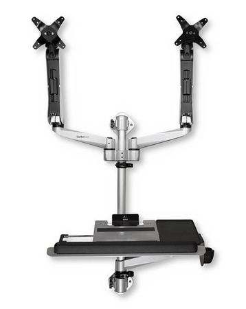 StarTech Premium Dual Monitor & Keyboard Tray Computer Workstation Wall Mount for 13-30 Inch Flat Panel TVs - Up to 9kg