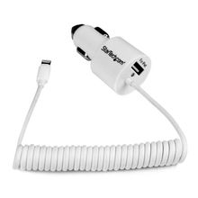 view StarTech Dual Port Car Charger - Lightning & USB Cable - White