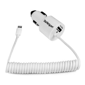 StarTech Dual Port Car Charger - Lightning & USB Cable - White