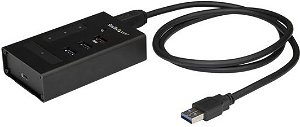 StarTech 4 Port USB 3.0 Type-A to 3x USB Type-A & 1x USB-C Mountable Hub - Black