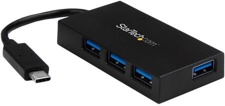 StarTech USB 3.0 USB-C to 4x USB Type-A Hub with Power Adapter - Black