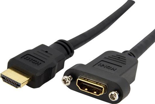 StarTech 0.9m HDMI Male to HDMI Female Panel Mount Extension Cable - Black