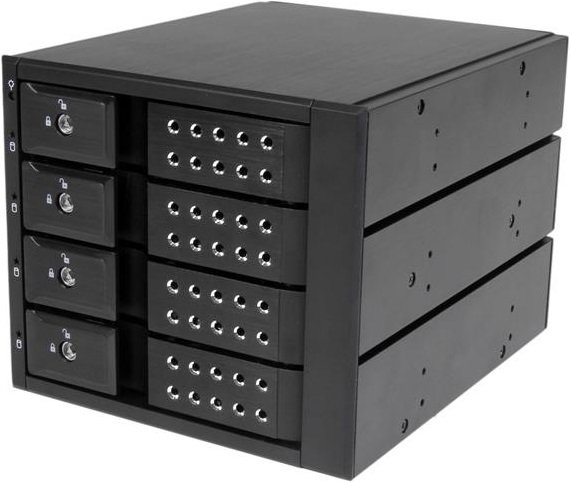 StarTech Trayless Hot Swap Drive Rack for 5.25 Inch Bays to 4x 3.5 Inch SAS/SATA Drives with Backplane