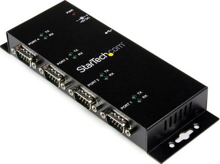 StarTech USB to 4 Port DB9 RS232 Serial Industrial Wall Mountable Adapter Hub