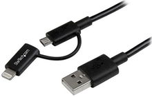 view StarTech 1m 2-in-1 Micro USB & Lightning to USB Type-A Male Cable - Black