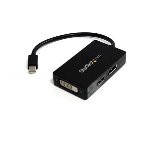 StarTech 3-in-1 Full HD 1080p Mini DisplayPort to DisplayPort, DVI or HDMI Travel Adapter - Black
