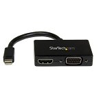StarTech 2 in 1 Full HD 1080p Mini DisplayPort to VGA or HDMI Active Travel Adapter - Black