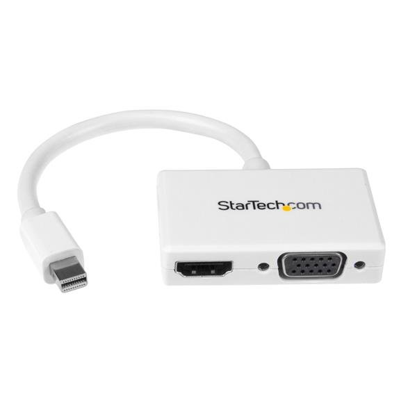 StarTech 2 in 1 Full HD 1080p Mini DisplayPort to VGA or HDMI Active Travel Adapter - White
