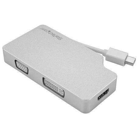 StarTech 3 in 1 4k Mini DisplayPort to VGA, DVI or HDMI Travel Adapter - Aluminum