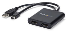 view StarTech 2-Port MST 4K 3840 x 2160 Mini DisplayPort to DisplayPort Multi-Monitor Display Splitter Hub