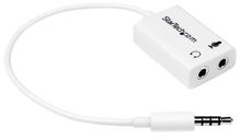 view StarTech Stereo 3.5mm 4 Pole Male to 2x 3.5mm 3 Pole Female Y Splitter Cable - Headphone & Microphone