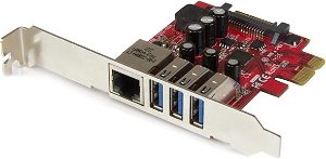 StarTech 3 Port USB 3.0 PCI Express Controller Card with 1x Gigabit Ethernet Port