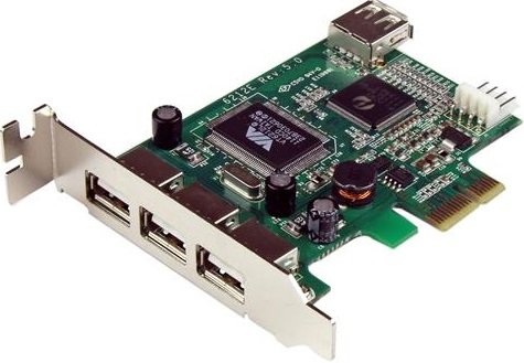 StarTech 4 Port USB 2.0 Low Profile PCI Express Adapter Card - 3x External, 1x Internal
