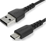 StarTech 2m Durable USB 2.0 Type-A to USB-C Cable - Black