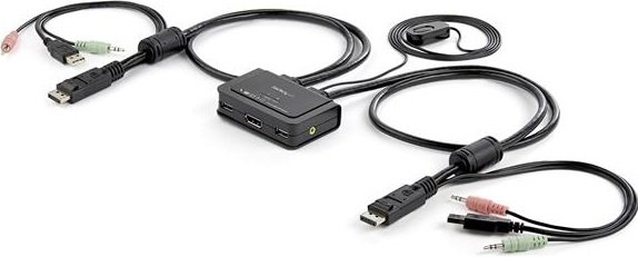 StarTech 2 Port USB DisplayPort Cable KVM Switch with Audio and Remote Switch - USB Powered