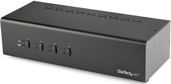 StarTech 4 Port Dual Monitor DVI KVM Switch with USB 3.0 Hub