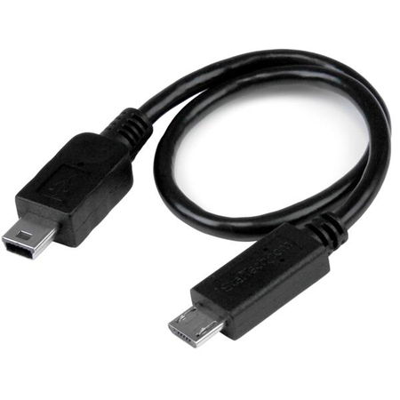 StarTech 20cm USB Micro-B Male to USB Mini-B Male OTG Cable - Black