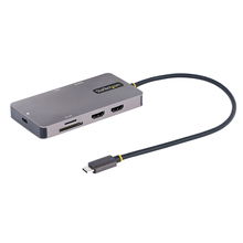 view StarTech USB C Multiport Adapter with Power Delivery, 2x HDMI, 2x USB 3.2 Type-A, 1x USB 3.2 Type-A, 1x SD Slot, 1x MicroSD - Space Gray