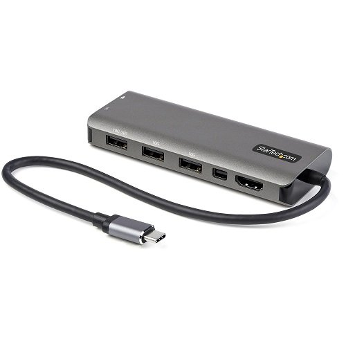 StarTech USB-C Multiport Docking Station - Space Gray - 1x HDMI, 1x Mini DisplayPort, 3x USB 3.1 Gen 1 Type-C, 1x USB Type-C