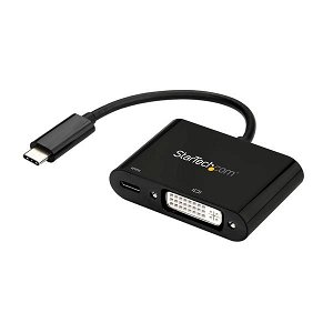 StarTech USB-C to DVI Adapter with USB Power Delivery - Black