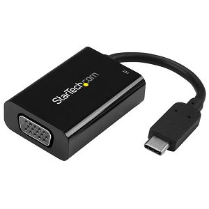 StarTech USB-C Male to VGA Adapter Female with USB Power Delivery - Black