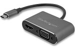 StarTech USB-C to VGA & HDMI Active Adapter & Video Splitter - Space Grey