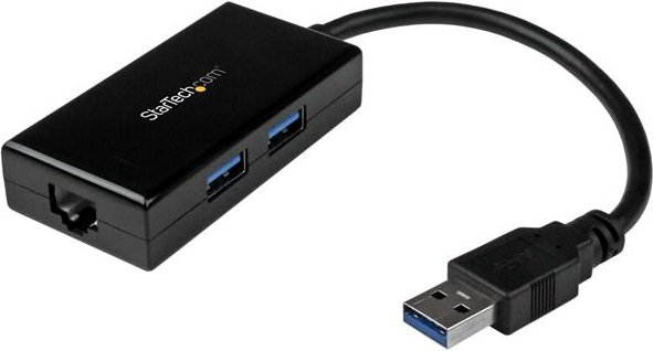 StarTech USB 3.0 to Gigabit Ethernet Adapter with 2x USB Ports - Black