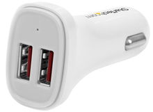 view StarTech 4.8A Dual Port USB Car Charger - White