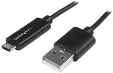 view StarTech 1m USB 2.0 Type-A Male to Micro-B Male Cable with LED Charging Light - Black