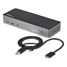 view StarTech USB-C and USB-A Hybrid Triple Monitor Laptop Docking Station with Power Delivery - 3x HDMI, 3x DisplayPort, 1x Ethernet Gigabit, 2x USB-C, 4x USB 3.1 USB-A, 1x 3.5 Stereo Female