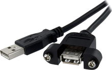 view StarTech 0.3m USB 2.0 USB Type-A Male to USB Type-A Female Panel Mount Extension Cable - Black