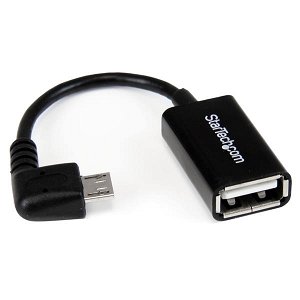 StarTech Micro USB to USB OTG Right Angle Adapter - Black